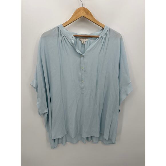Point Sur J.Crew Drapey Popover Shirt Women 3X Baby Blue Blouse NWT - Picture 1 of 7